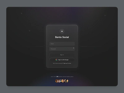 Sign in – SimpleSocial bento card clean glass login minimal sign in simplesocial ui ui design ux ux design web design