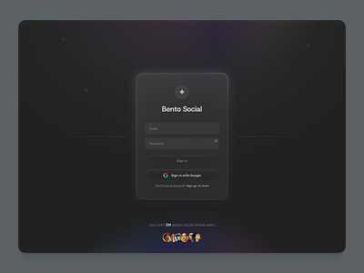 Sign in – SimpleSocial bento card clean glass login minimal sign in simplesocial ui ui design ux ux design web design