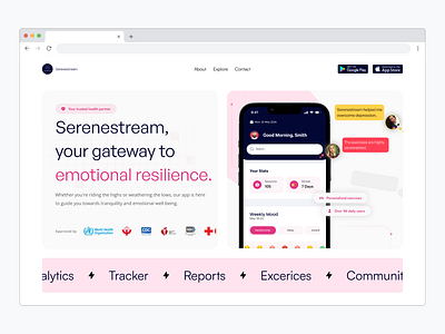 Serenestream - Hero Section hero herosection landingpage mobileapp ui userexperience userinterface ux