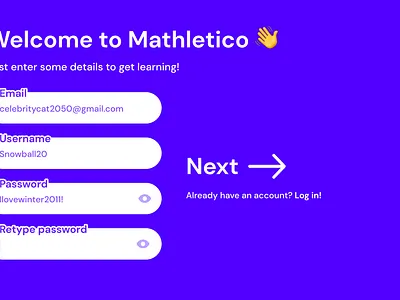 Mathletico Maths App: sign-up website page aesthetic app branding coming soon login logo ui ux website