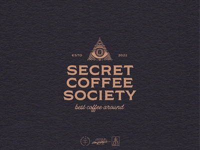 Secret Coffee Society Tertiary Logo alchemy brand design brand identity branding branding design coffee dark eye hand drawn identity design logo logo design logodesign mystical occult pyramid secret typography vintage visual identity