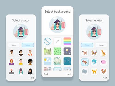 Mathletico Maths App: select avatar/background mobile page aesthetic app avatar branding create avatar logo profile ui ux