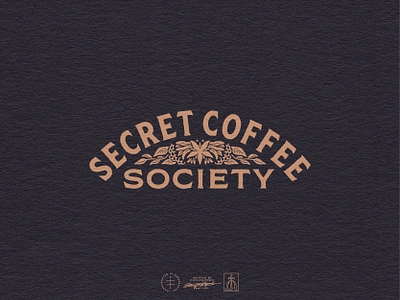 Secret Coffee Society Horizontal Logo antique brand design brand identity branding branding design coffee hand drawn identity design leaves logo logo design logodesign logotype plant secret type typeface typography vintage visual identity