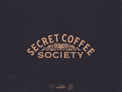 Secret Coffee Society Horizontal Logo antique brand design brand identity branding branding design coffee hand drawn identity design leaves logo logo design logodesign logotype plant secret type typeface typography vintage visual identity