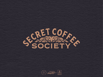 Secret Coffee Society Horizontal Logo antique brand design brand identity branding branding design coffee hand drawn identity design leaves logo logo design logodesign logotype plant secret type typeface typography vintage visual identity