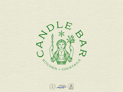 Candle Bar Tertiary Logo ancient badge branch brand design brand identity branding branding design candle circular citrus hand drawn identity design italian logo logo design rome statue vintage visual identity