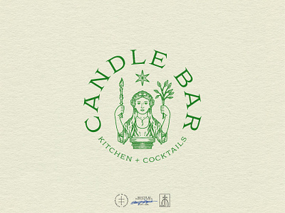 Candle Bar Tertiary Logo ancient badge branch brand design brand identity branding branding design candle circular citrus hand drawn identity design italian logo logo design rome statue vintage visual identity