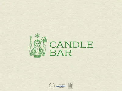 Candle Bar Horizontal Logo antique bar brand design brand identity branding branding design green hand drawn identity design lemon logo logo design pendant restaurant star type typography vintage visual identity woman