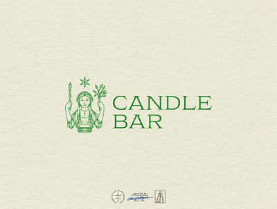 Candle Bar Horizontal Logo antique bar brand design brand identity branding branding design green hand drawn identity design lemon logo logo design pendant restaurant star type typography vintage visual identity woman