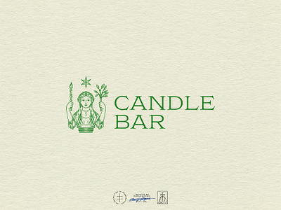 Candle Bar Horizontal Logo antique bar brand design brand identity branding branding design green hand drawn identity design lemon logo logo design pendant restaurant star type typography vintage visual identity woman