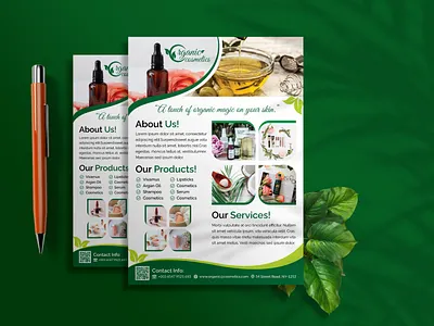 Organic Cosmetics Flyer Design beauty beauty product cosmetic cosmetics flyer flyer design natural organic organic flyer organic flyer design organic product organic skin care products skin care