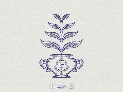 Lost Fox Inn Branded Graphic #3 brand design brand identity branding branding design hand drawn handdrawn hotel identity design illustration illustrator inn leaves logo logo design monogram nature plant urn vintage visual identity