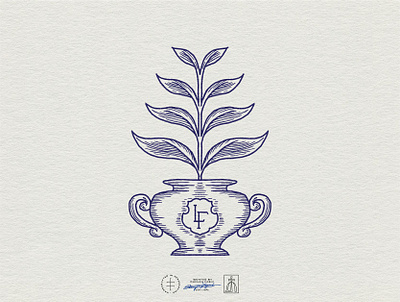 Lost Fox Inn Branded Graphic #3 brand design brand identity branding branding design hand drawn handdrawn hotel identity design illustration illustrator inn leaves logo logo design monogram nature plant urn vintage visual identity