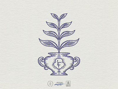 Lost Fox Inn Branded Graphic #3 brand design brand identity branding branding design hand drawn handdrawn hotel identity design illustration illustrator inn leaves logo logo design monogram nature plant urn vintage visual identity