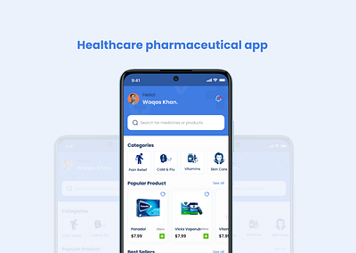 Healthcare pharmaceutical app care health medical pharmacy ui