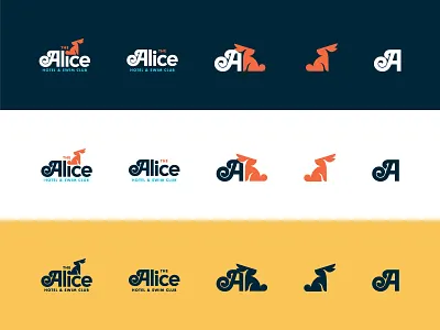 The Alice Hotel, Logo Family a alice arizona branding bunny hotel logo logo family monogram motel rabbit swim club tucson