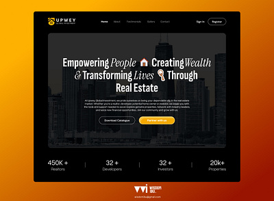 Real Estate Website Landing Page prototype (Upwey) animatedicons animation design hero herosection landingpage productdesign prototype realestate ui uiux uiuxdesign userinterface video webdesign websitedesign