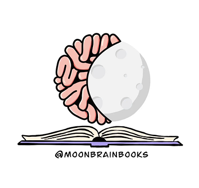 Moon Brain Books Logo design illustration logo procreate art