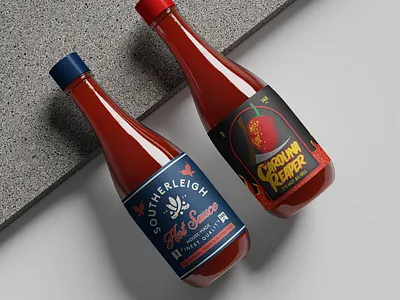 Southerleigh Hot-Sauce bottle labels graphicdesign hospitality hot sauce hotones illustration labeldesign packaging packagingdesign printdesign sanantonio sauce southerleigh texas