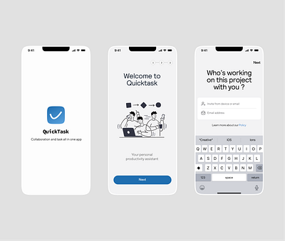 Qiucktask ; A productivity app design branding graphic design illustration logo product design typography ui ux vector