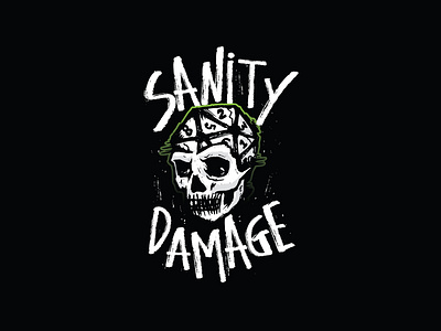 Sanity Damage Logo brand branding d20 design dungeons and dragons graphic design illustration indiana logo podcast sanity damage skull ttrpg vector