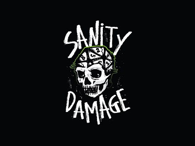 Sanity Damage Logo brand branding d20 design dungeons and dragons graphic design illustration indiana logo podcast sanity damage skull ttrpg vector