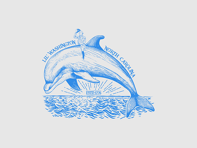 Lil Dub, Dolphin Ride apparel blue dolpin nc north carolina ocean river tourism washington