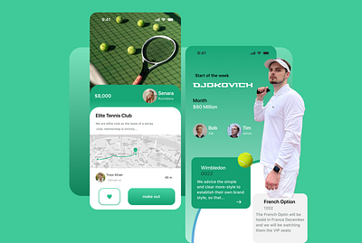 Tennis elite clcb app design figma mobiledesign rebound sport app tennis uiux