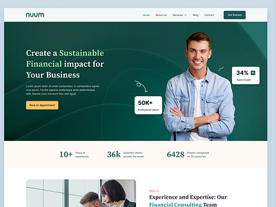 Nuum - Finance & Consultancy Agency website agency agent business consultancy consultation expertise figma finance firm landing page ui uiux uiuxdesign ux website