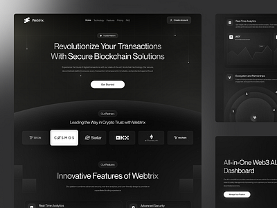 Webtrix - Web3 Finance Blockchain Platform Landing Page blockchain crypto cryptocurrency defi digital agency exchange finance landing page ui ui design ux web web design web3 website
