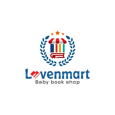 Lovenmart; A Baby Book Shop Company Logo Branding abstract academy logo baby book shop logo baby shop logo book shop logo books logo brand identity brand identity designer branding company logo creative logo design illustration logo love logo mart logo school logo