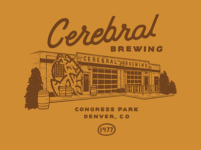 Cerebral Brewing Congress Park branding brewery colorado denver illustration lettering merch