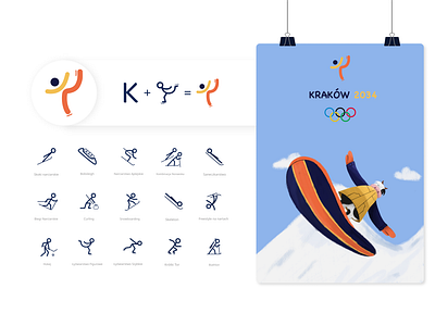 Kraków 2034 Winter Olympics Identity Design branding identity krakow logo olympics sport icons