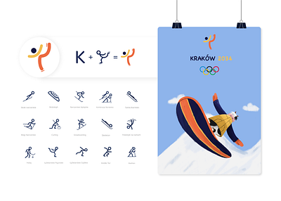 Kraków 2034 Winter Olympics Identity Design branding identity krakow logo olympics sport icons