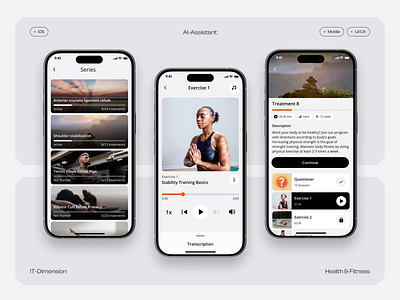 Mobile App UI/UX – AI-Enhanced Fitness Treatments & Exercises android dashboard design exercise fitness fitness app fitness tracking fitness ui health tech healthcare ios mobile app tracker ui uiux design ux workout workout app