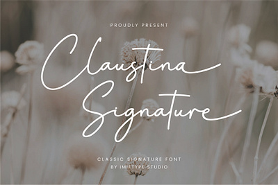 Claustina Signature Font alphabet calligraphy design display font elegant font fonts script signature