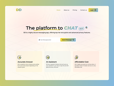 DD Messaging Platform design flat graphic design icon landingpage logo messaging app minimal pastel secure ui ux web