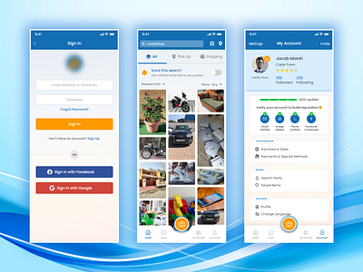 App For Buy and Sell Anything Locally app design buy and sell dashboard interactive profile login ui mobile ui ui