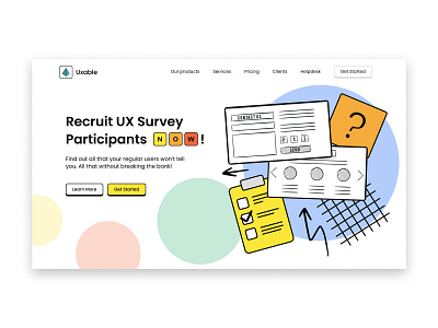 Uxable - landing page brutalism comics dailyui design desktop friendly landing landing page research surveys ui ui design uiux website