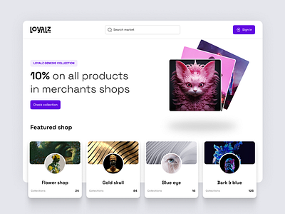 LoyalZ Marketplace - NFT collections blockchain brand collection crypto design marketplace nft shop ui ux