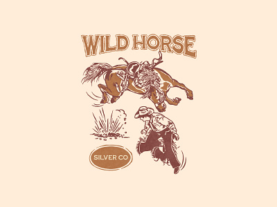 WILD HORSE SILVER CO badge branding cowboy design graphic design horse logo logo design tshirtdesign vintage vintage tshirt western