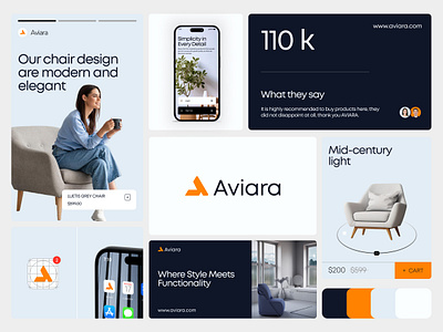 Aviara - Branding brand guideline branding chair comfort craft decoration design ecommerce furniture graphic design home decor interior logo market mockup product social media sofa