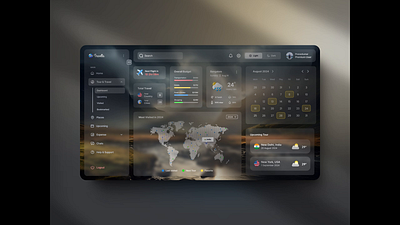 Travel Dashboard 3d ui design dark theme ui design dashboard dashboard design glass effect in ui design glassmorphism glassmorphism ui design responsive dashboard responsive design travel travel app travelling app ui design