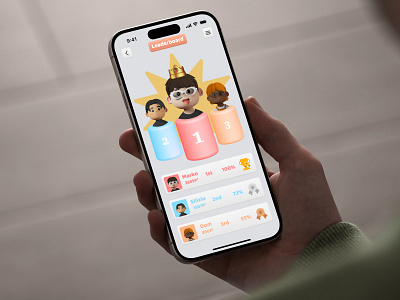DailyUI 019 Leaderboard 3d dailyui daiylui 018leaderboard design graphic design illustration ios leaderboard mobile ui
