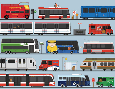 Vehicles in Toronto bus car character colorful design illustration illustrator vector vehicle