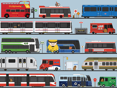 Vehicles in Toronto bus car character colorful design illustration illustrator vector vehicle