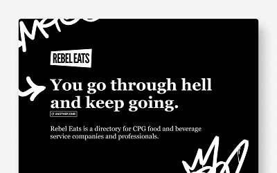 Rebel Eats: website hero design black branding brutalism consumer product goods cpg directory graffiti hero hero design neo brutalism neo brutalist ui web web design website website design white