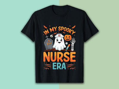 In my spooky nurse halloween tshirt design branding custom tshirt design graphic design halloween illustration love nurse nurse era nurse tshirt nurse tshirt halloween professional pumpkin tshirt design unique witch