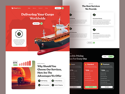 TransSpine - Logistic Landing Page Design aesthetics cargo company container corporate delivery delivery service landing page logistic company logistic landing page logistic website logistics delivery manufacturing service shipment shipping supply tracking transportation uiux