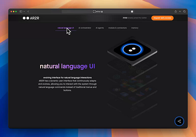 AR2R - Website Design ai animation clean dark menu page ui uiux ux web website